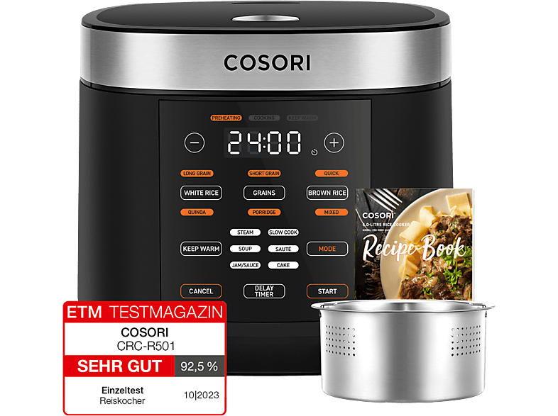 Cosori CRC-R501-KEU Multikocher Schwarz (Rührschüsselkapazität: 5 l, 970 Watt)