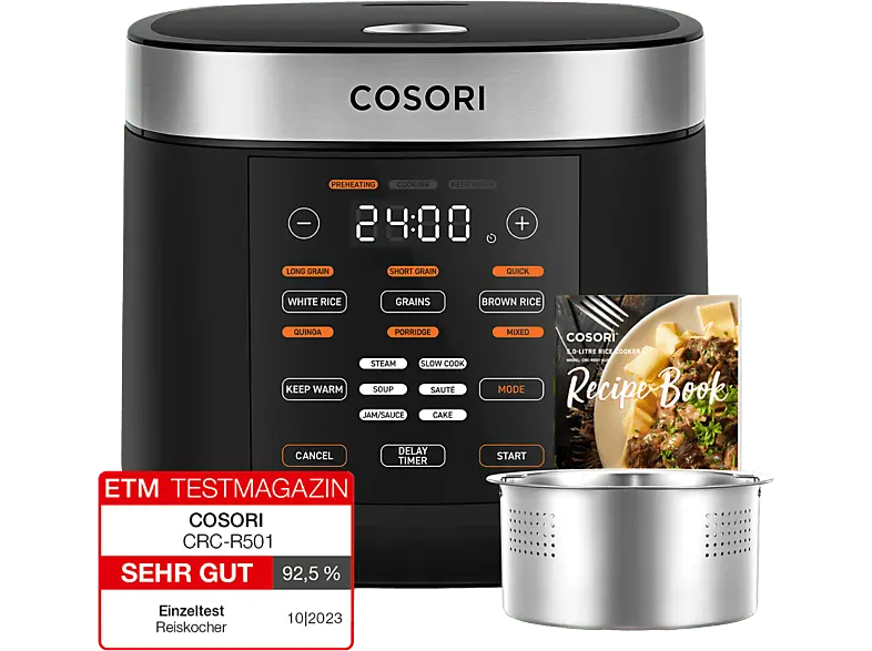 Cosori CRC-R501-KEU Multikocher Schwarz (Rührschüsselkapazität: 5 l, 970 Watt)