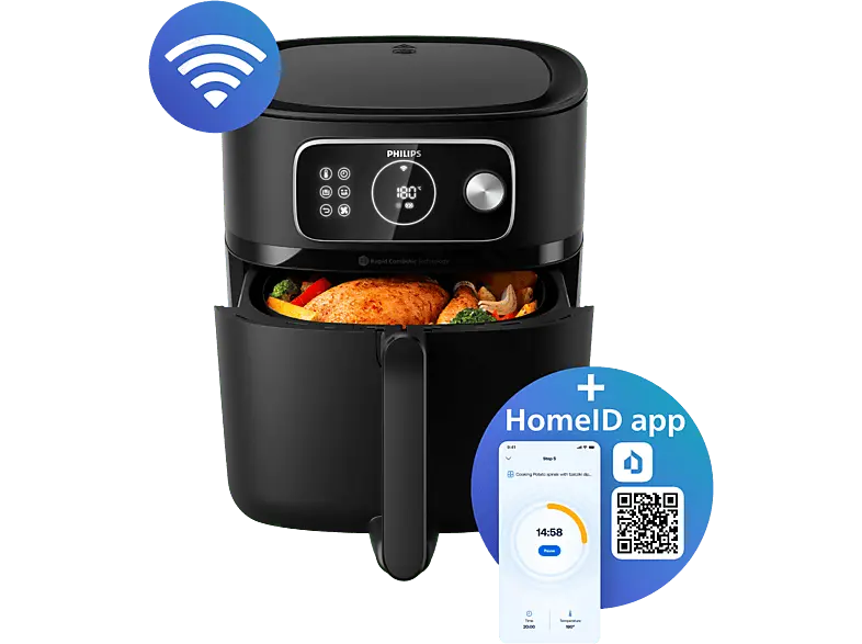 Philips HD9876/90 7000 Series Heißluftfritteuse 8.3l (8,3 l, 2200 Watt, Schwarz)