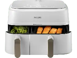 Philips NA353/10 Heißluftfritteuse mit zwei Körben (9 l, 2750 Watt, Weiß)
