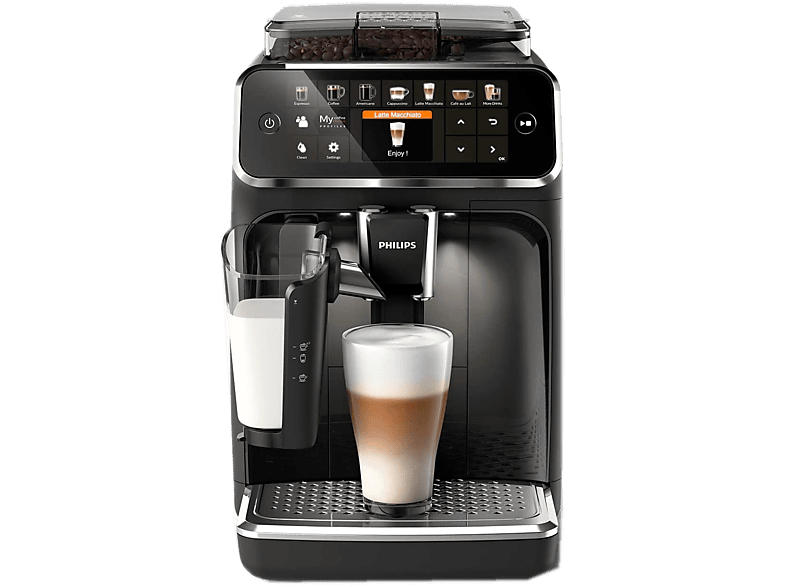 Philips EP5441/50 Serie 5400 Latte GO Plus Kaffeevollautomat (Hochglanz-Schwarz, Scheibenmahlwerk aus Keramik, 15 bar, integrierter Milchbehälter)