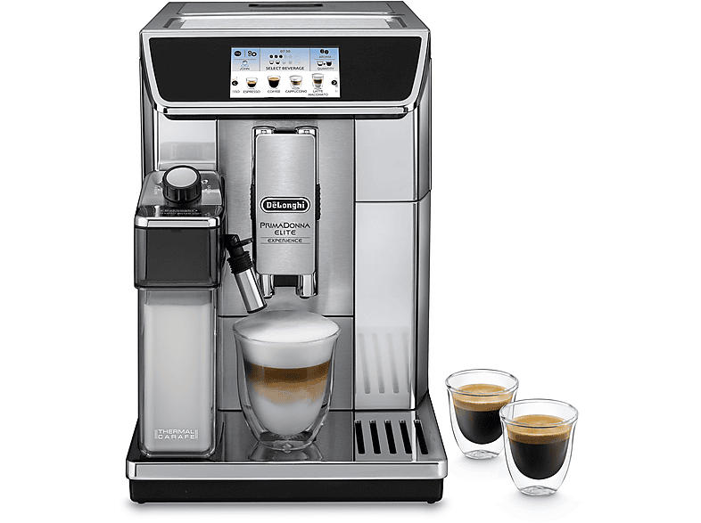 De'Longhi ECAM650.85.MS PrimaDonna Elite Experience Kaffeevollautomat (Silber, Extraleises Kegelmahlwerk, 19 bar, integrierter Milchbehälter)