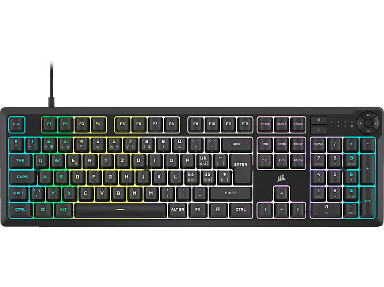 Corsair K55 CORE Gaming Tastatur, 10-Zonen RGB, qwertz, USB-A, Schwarz