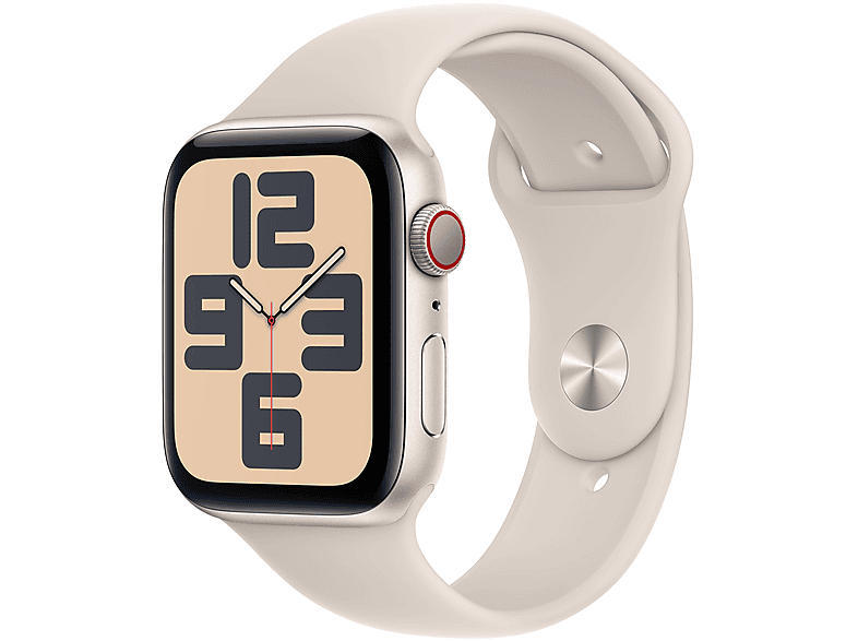 Apple Watch SE 2023 GPS + Cellular 44mm Aluminiumgehäiuse, Sportarmband S/M, Polarstern; Smartwatch