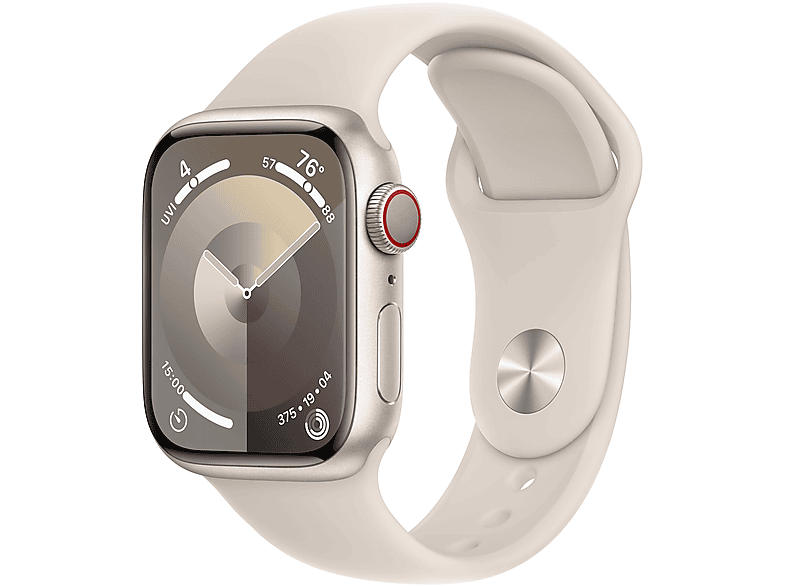 Apple Watch Series 9 GPS + Cellular 41mm Aluminiumgehäuse, Sportarmband M/L, Polarstern; Smartwatch