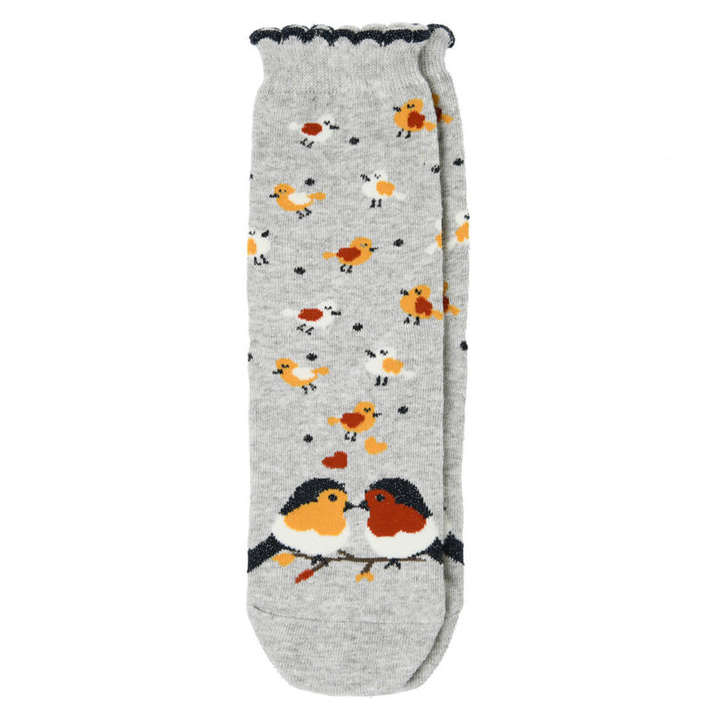 1 Paar Damen Socken mit Vogel-Motiv