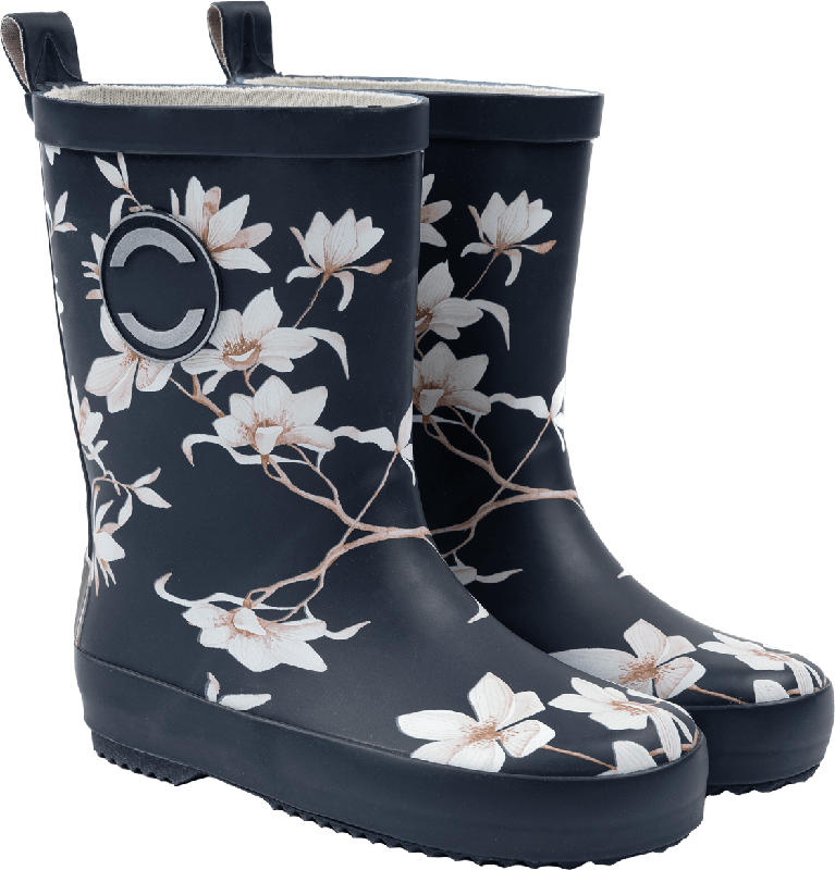 Mikk-Line Gummistiefel mit Blumen-Muster, blau, Gr. 24/25