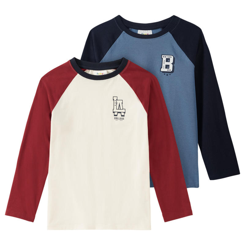 2 Jungen Langarmshirts mit Bio-Baumwolle (Nur online)