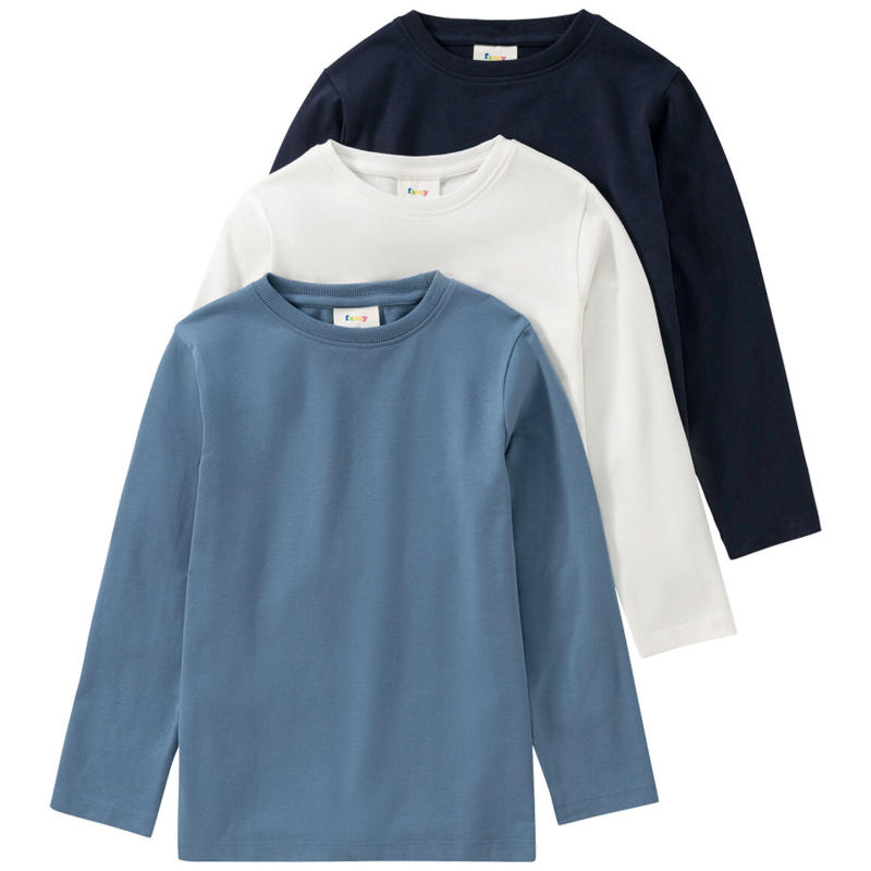 3 Jungen Langarmshirts in Unifarben (Nur online)