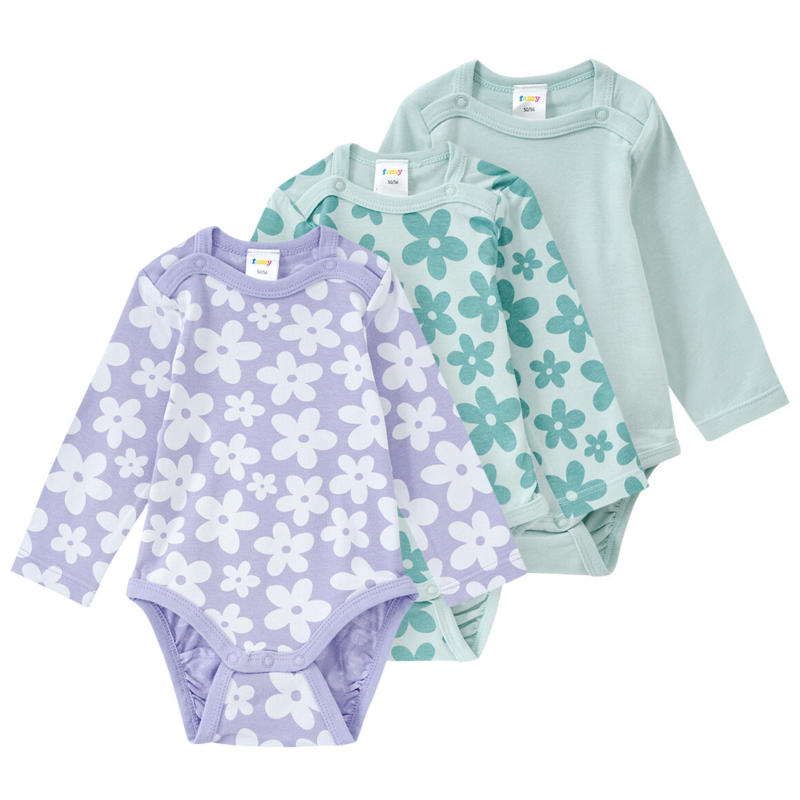 3 Baby Bodys mit Blumen (Nur online)