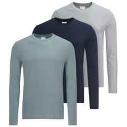 3 Herren Langarmshirts im Basic-Look (Nur online)