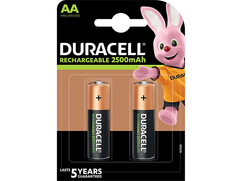 Duracell AA Recharge Ultra Batterien 2500 mAh, 2er Pack; Wiederaufladbare Batterie