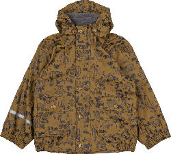 Mikk-Line Regenjacke mit Safari-Muster + Fleece-Futter, braun, Gr. 98/104