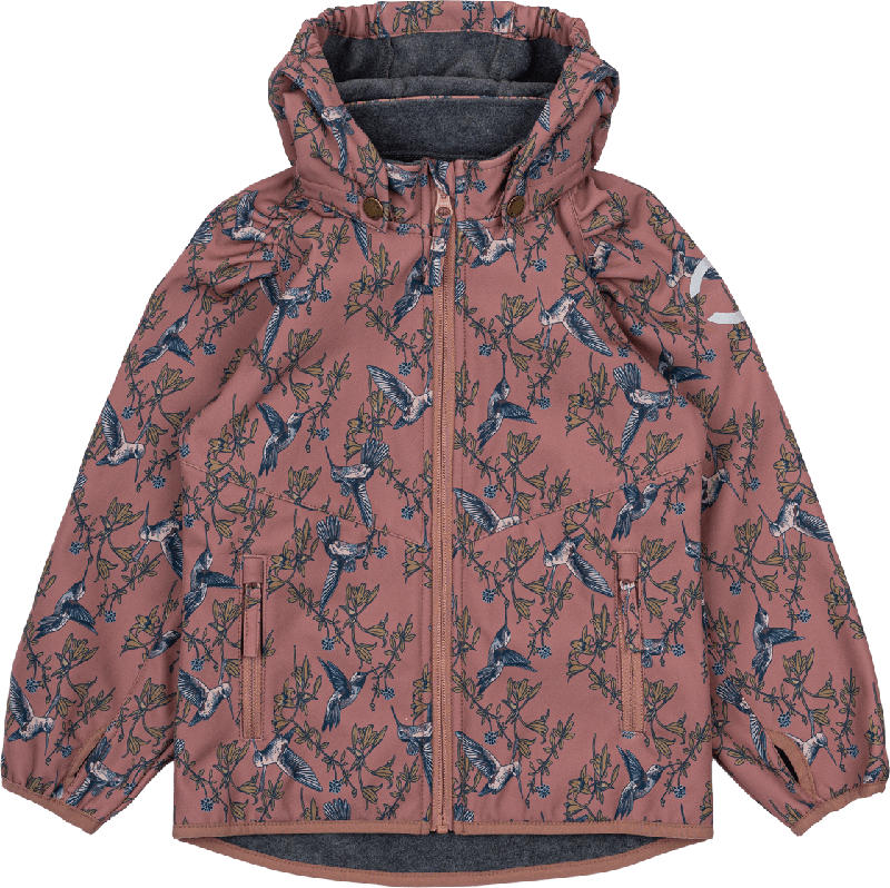 Mikk-Line Softshelljacke mit Vogel-Muster, rosa, Gr. 98/104