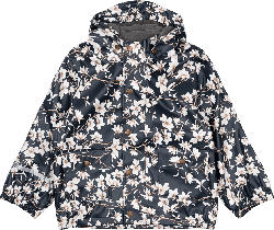 Mikk-Line Regenjacke mit Blumen-Muster + Fleece-Futter, blau, Gr. 110/116