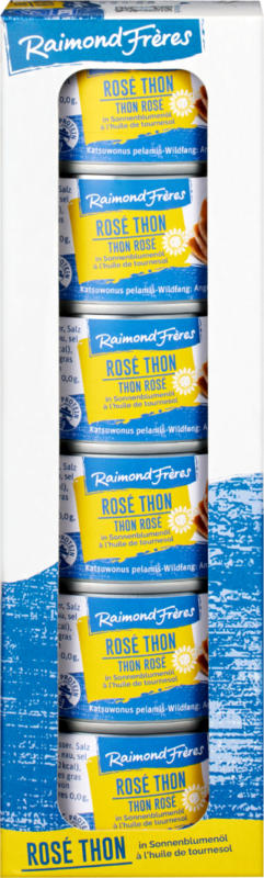 Tonno rosa Raimond Frères, in olio di semi di girasole, 6 x 80 g