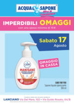 Acqua & Sapone Sabato 17 agosto - al 17.08.2024