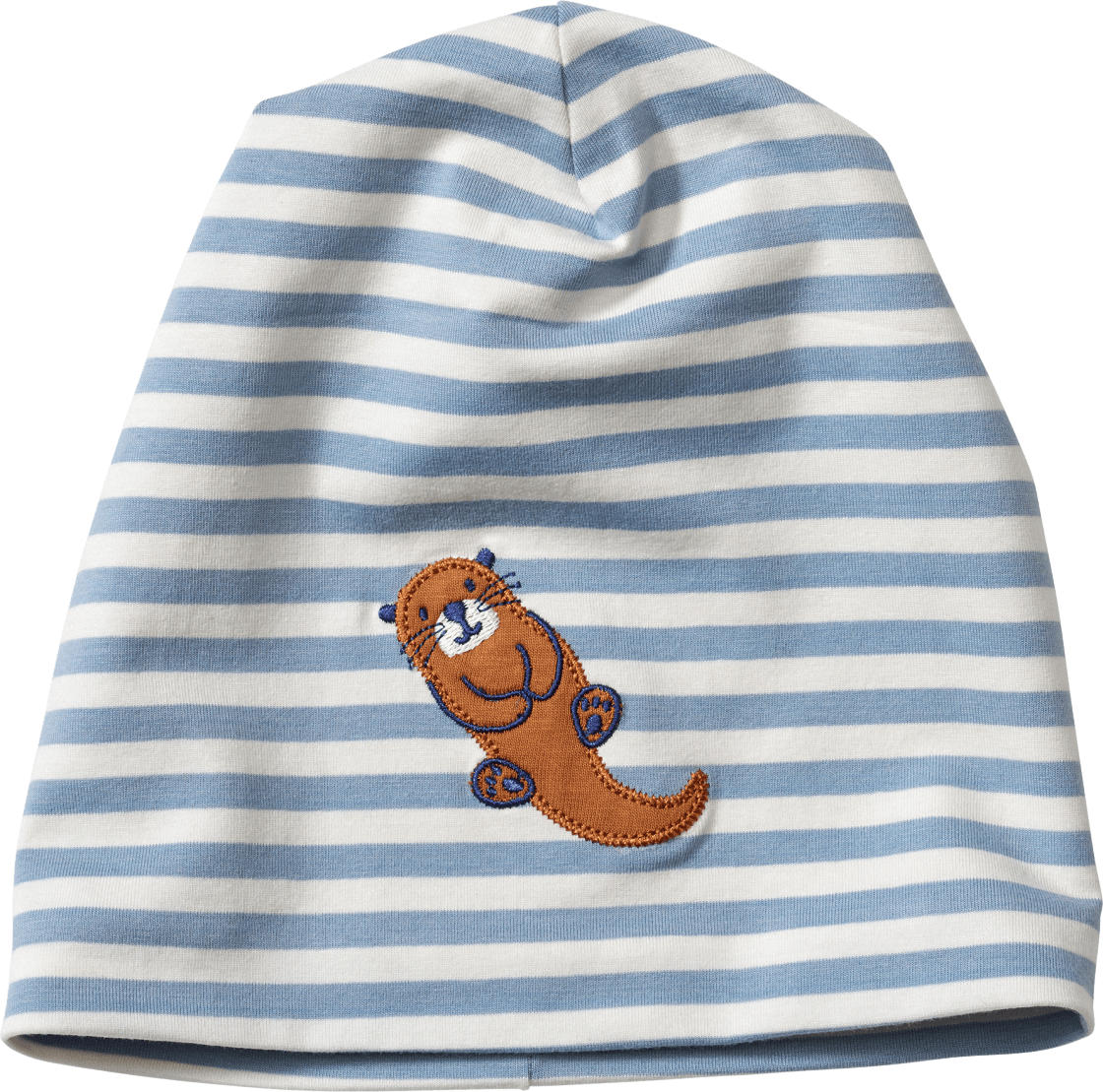 ALANA Mütze mit Otter-Applikation, blau & weiß, Gr. 50/51