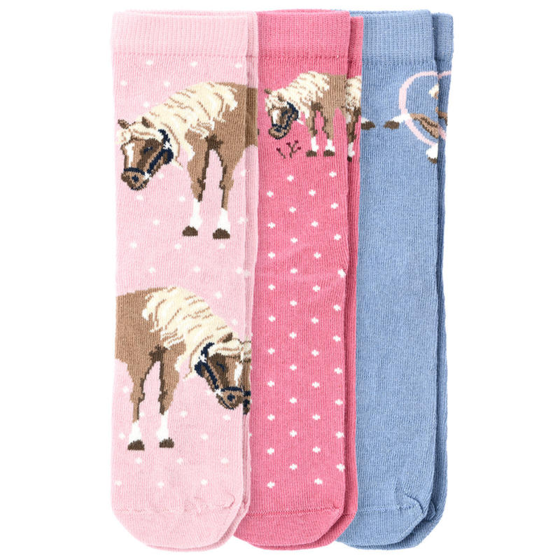 3 Paar Mädchen Socken mit Pferden