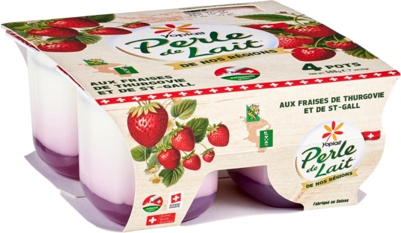 Perle de Lait Fragole di Turgovia e San Gallo Yoplait, 4 x 125 g