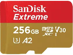 SandISK 256GB Extreme microSDXC Karte + SD-Adapter RescuePro Deluxe bis zu 190 MB/s mit App-Performance A2 UHS-I Class 10 U3 V30; Speicherkarte