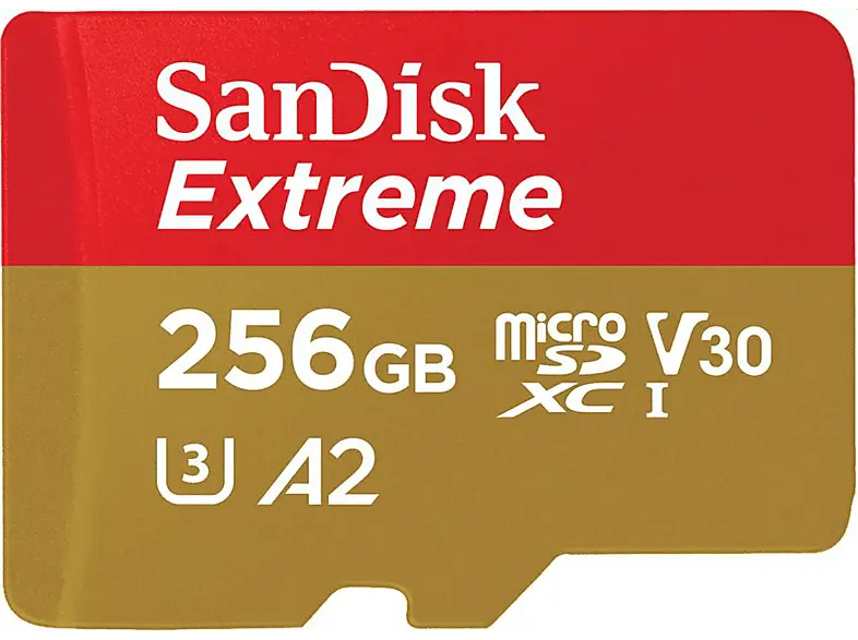 SandISK 256GB Extreme microSDXC Karte + SD-Adapter RescuePro Deluxe bis zu 190 MB/s mit App-Performance A2 UHS-I Class 10 U3 V30; Speicherkarte