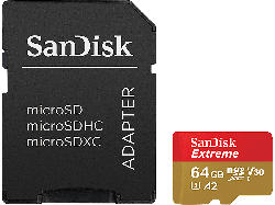 SanDisk 64GB Extreme microSDXC Karte + SD-Adapter RescuePro Deluxe bis zu 170 MB/s mit App-Performance A2 UHS-I Class 10 U3 V30; Speicherkarte