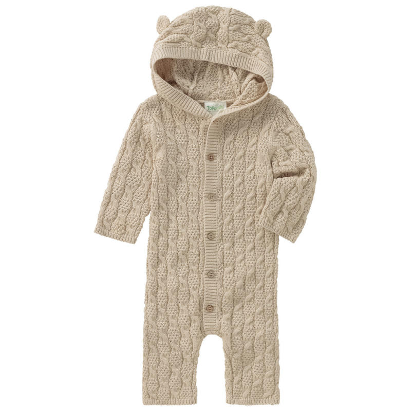 Newborn Strickoverall mit Zopf-Muster