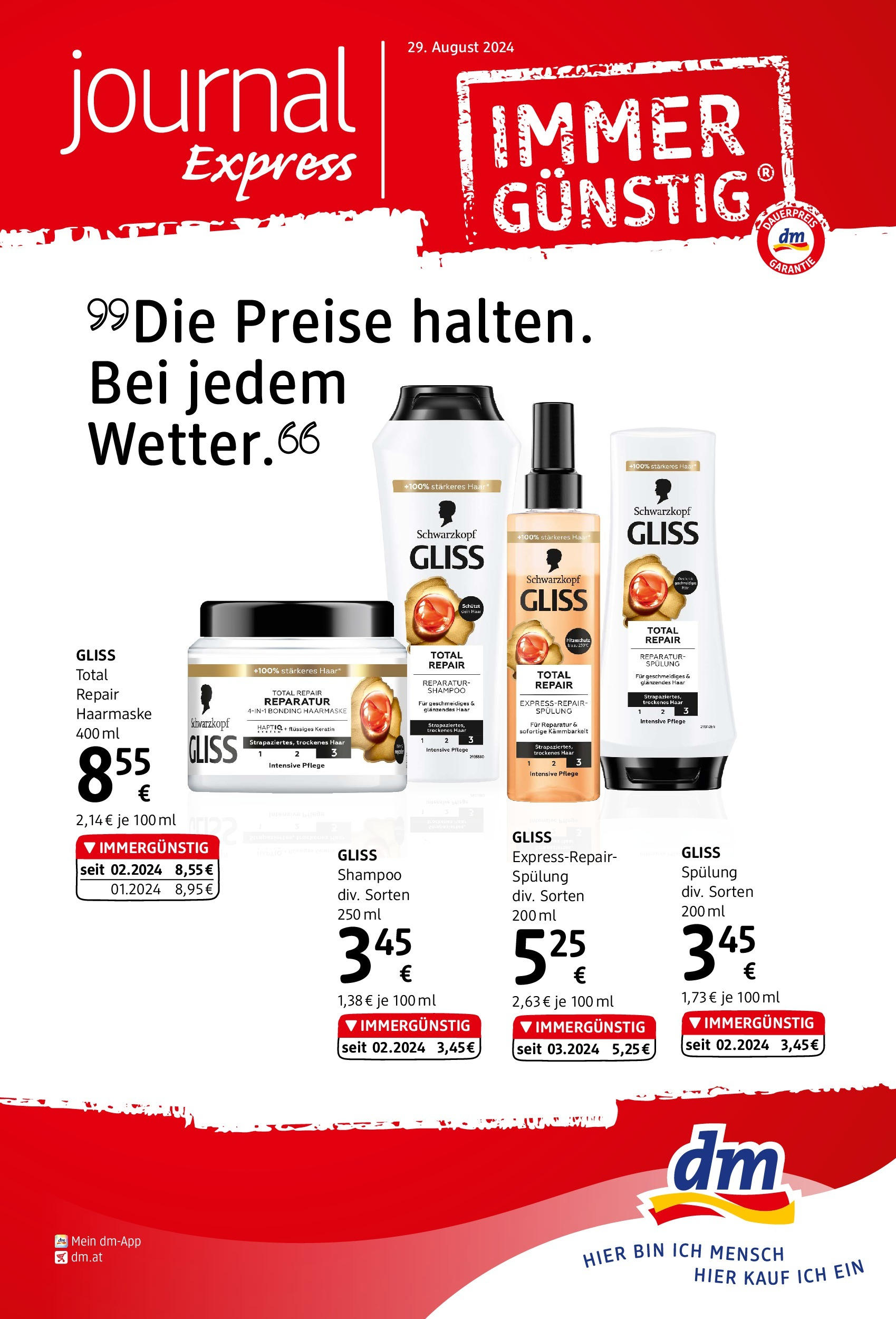 dm drogerie markt Flugblatt August 2024 von 29.08.2024 - Aktuelle Angebote | Seite: 1 | Produkte: Shampoo, Spülung, Haarmaske