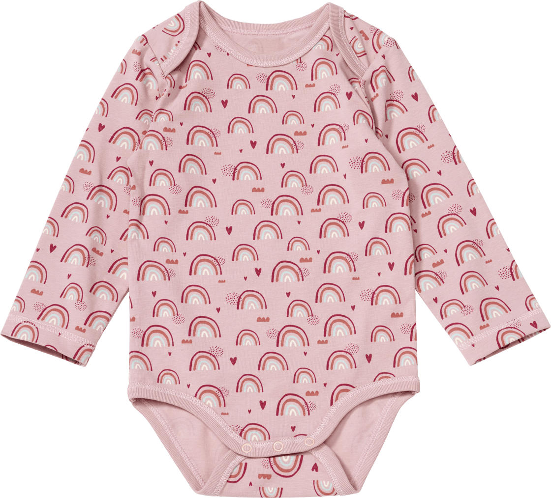 ALANA Langarmbody Pro Climate mit Regenbogen-Muster, rosa, Gr. 74/80