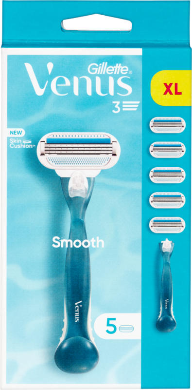 Gillette Venus Smooth Rasierer, 1 impugnatura + 5 lamette di ricambio