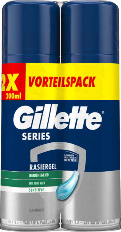 Gel à raser peau sensible Series Gillette, 2 x 200 ml