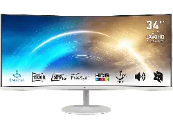 MSI pro MP341CQWDE 34 Zoll Curved Monitor, UWQHD, 1 ms Reaktionszeit, 300 cd/m², 100 Hz, Weiß