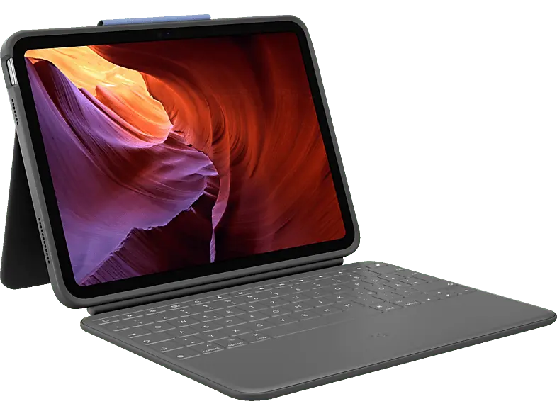 LOGITECH Rugged Folio, iPad (10. Generation), DEU (Qwertz), Grafit; Tablet Tastatur