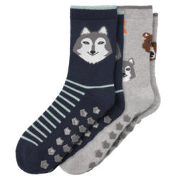 2 Paar Jungen Stoppersocken mit Tier-Motiven