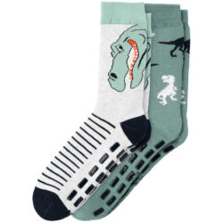 2 Paar Jungen Stoppersocken mit Dino-Motiven