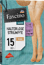 Fascino Halterlose Strümpfe mit Spitzenband honey Gr. 38/40, 15 DEN