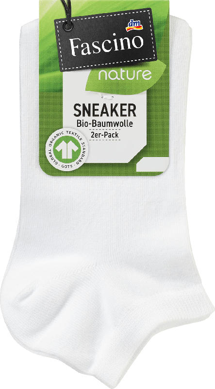 Fascino Sneakersocken mit Bio-Baumwolle weiß Gr. 35-38