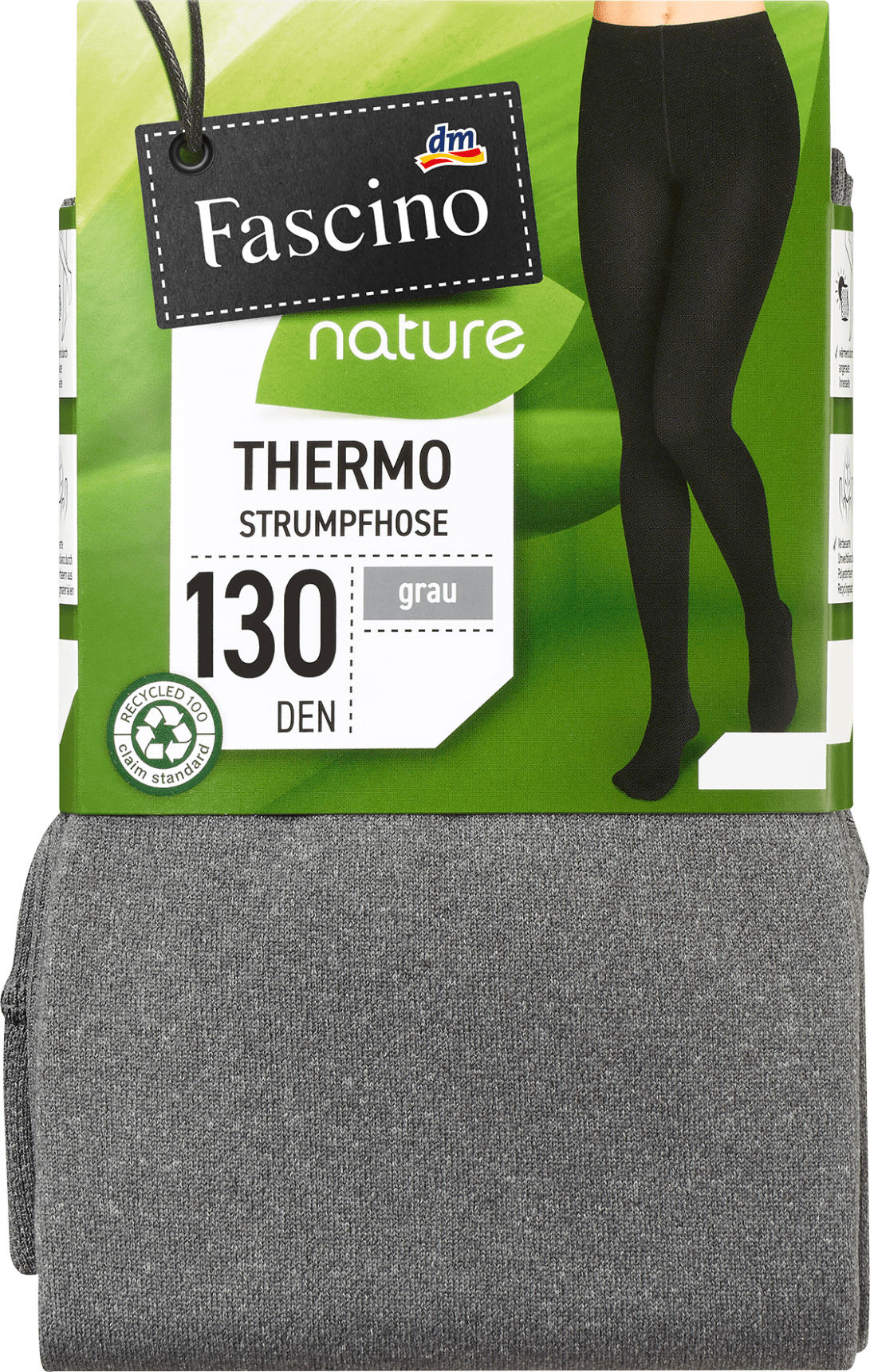 Fascino Thermo-Strumpfhose mit recyceltem Polyester grau Gr. 38/40, 130 DEN