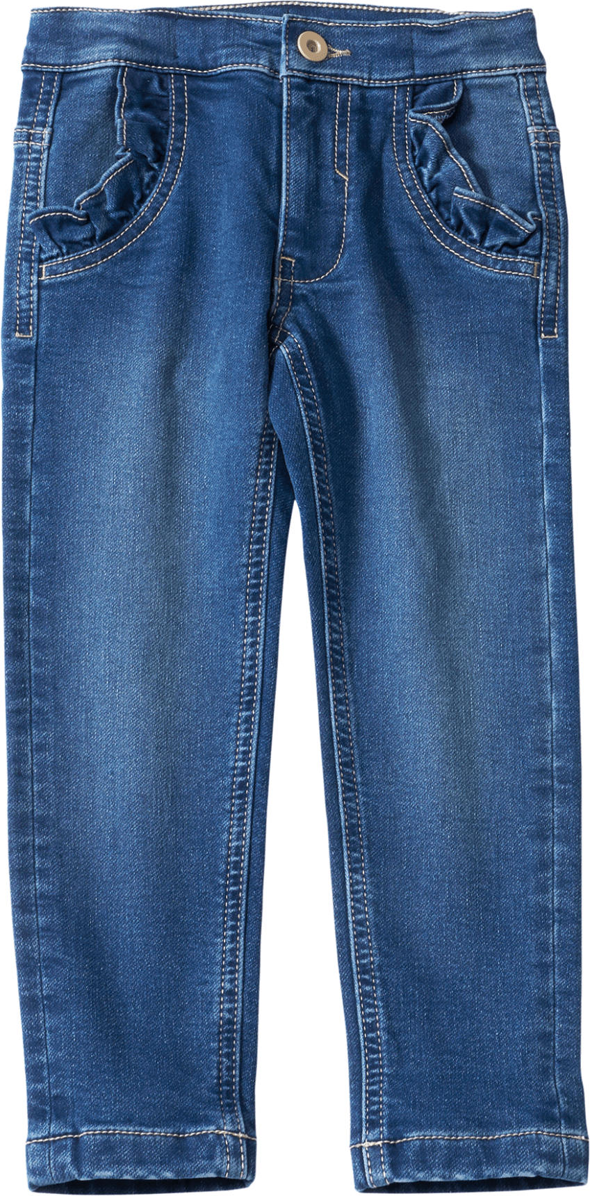ALANA Jeans mit schmalem Schnitt & Rüschen, blau, Gr. 92