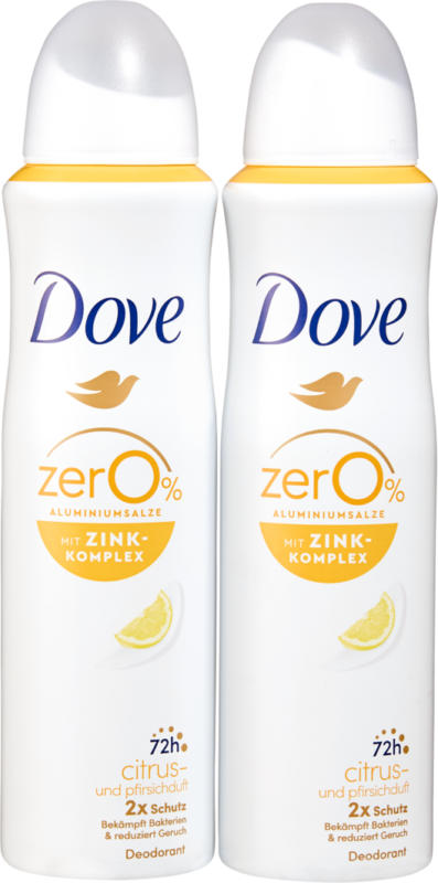 Dove Deo Spray Zink Citrus, 2 x 150 ml