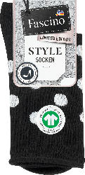 Fascino Socken mit Punkte-Muster & Bio-Baumwolle schwarz & weiß Gr. 35-38