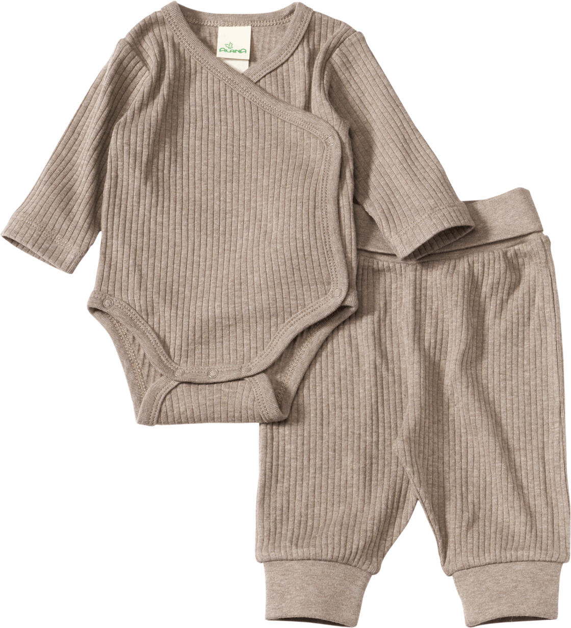 ALANA Set mit Wickelbody & Hose mit Ripp-Struktur, beige, Gr. 50/56