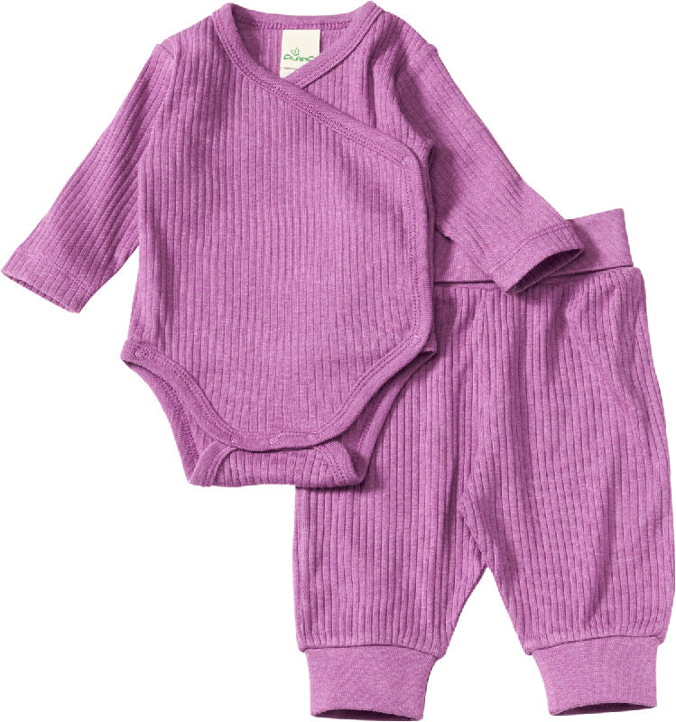 ALANA Set mit Wickelbody & Hose mit Ripp-Struktur, lila, Gr. 50/56