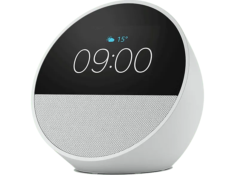 Amazon Echo Spot (2024) with Smart Clock Alexa, White; Sprachgesteuerter Lautsprecher