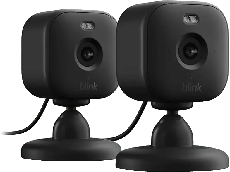 blink Mini 2 Duo Überwachungskamera (Anzahl Kameras: 2, für Innen + Außen, Nachtsichtfunktion, Netzbetrieb, Schwarz)