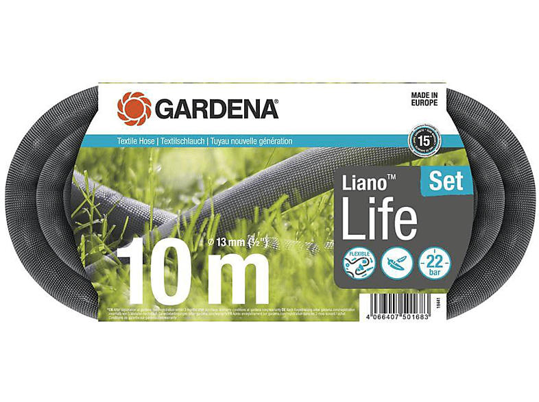 GARDENA 18441-20 Textilschlauch Liano™ Life 10 m Set