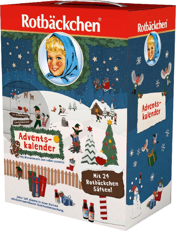 Rabenhorst Adventskalender 2024 mit 24 Rotbäckchen Mini Säften