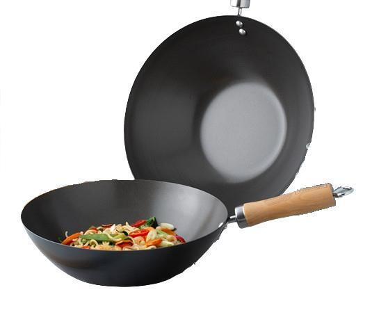 Asia Wok Typhoon Worlds Foods in Karbonstahl/Holz d. 31cm