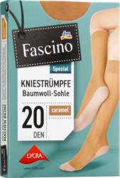 Fascino Kniestrümpfe mit Baumwoll-Sohle caramel Gr. 35-38, 20 DEN